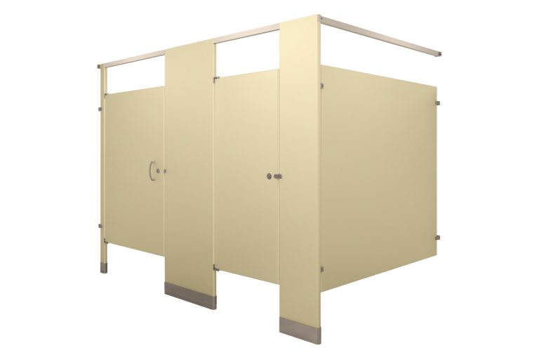 Close-up of almond-colored powder coated steel panel and door